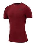 TCA Men's Pro Performance Compression Base Layer Short Sleeve Thermal Top - Cabernet, M