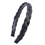 BOBIYA Plait Hair Headband Synthetic Hair Plaited Headband Braid Braided With Teeth Hair Band Accessories for Women Girl (Natural Black)