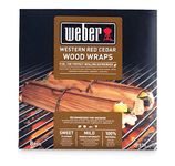 Weber Red Cedar Wood Wraps | 8 Piece Wooden Food Wraps for Smoking | Hardwood Timber Wraps for BBQs | Barbeque Boards for Infusing Fish, Poultry & Meat | 100% Natural Wood (17521)