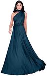 KOH KOH Womens Long Bridesmaid Bridesmaids Wedding Convertible Wrap Infinity Cocktail Sexy Summer Party Formal Prom Gown Gowns Maxi Dress Dresses for Women, Blue Teal L 12-14 (2)