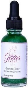Glitter Faced Green Edible Glitter for Galentines or St.Patricks Day Cocktails & Mocktails, Mess-Free Glitter for 30 Drinks, Luster Dust Made from the USA with no taste or texture, 0 Calorie, 30ml