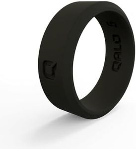 QALO Women's Rubber Silicone Ring, Modern Q2X Silicone Rubber Wedding Band, Breathable, Durable Engagement Silicone Ring, 6.5mm Wide 1.8mm Thick, Black, Size 9