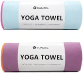 Eunzel 2 Pack Hot Yoga Towel Non-Slip Yoga Mat Towel Ultra-Absorbent Microfiber Towel for Hot Yoga, Pilates，Bikram and Workout 26.5"x 72", Blue/Pink& Purple/Orange