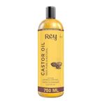 Rey Naturals Cold Pressed Virgin Castor Hair Oil | Arandi Tel | For Hair Growth, Nail cuticles, Eyelash & Eyebrows | Hydrates Skin & Reduces Wrinkles | Suitable For All Hair Types - 750ML