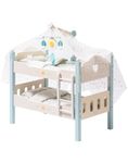 ROBUD Toys Doll Bunk Bed Set - Wooden Play Baby Doll Crib with Ladders and Accessories for 18 Inch Dolls (Blue, 2 Beds, Fits American Girls)