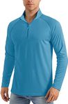 MAGCOMSEN Men's 1/4 Zip Long Sleeve Running Top Shirts UPF 50+ UV Sun Protection Quick Dry Outdoor Hiking Fishing Shirts Blue Green