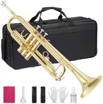 B Flat Trumpet, Three-Tone Trumpet, Gold Laquer & Brass, Musical Instruments for Beginners