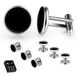 Rovtop Mens Cufflinks and Studs, Tuxedo Shirt Cufflinks and Studs Set for Men, Brass Cuff Links and Shirt Studs for Wedding/Banquet/Ceremony/Business