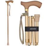 Switch Sticks Walking Cane for Men or Women, Foldable and Adjustable from 32-37 Inches, Engraved Pearl Gold, FSA and HSA Eligible