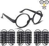 24 Pack Wizard Glasses with Round Frame No Lenses, Magic Costume Glasses,Nerd Glasses,Round Glasses for Kids Wizard Birthday Party, Halloween, St Patrick's Day,Cosplay,Costume Party Supplies Décor