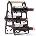 KINGRACK Countertop Wine Rack, Tabletop Wood Wine Holder for 6 Bottle Wine, 3-Tier Classic Design, Perfect for Home Decor, Bar, Wine Cellar, Basement, Cabinet, Pantry-Set of 1, Wood & Metal(Copper)