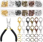 Swpeet 241Pcs 6 Colors Open Jump Rings and Lobster Clasps with Jump Ring Pliers Assortment Kit, Perfect Jewelry Findings Kit Fits for DIY Making Bookmark Pinch Bracelet Choker Necklace