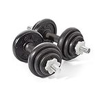 York Fitness 20 kg Cast Iron Spinlock Dumbbell - Adjustable Hand Weights Set (Pack of 2) - Black