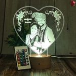 Artistic Gifts Acrylic Personalized 3D Illusion Photo Led Lamp - Perfect Valentine, Birthday, Anniversary Gift For Couple (Heart 1Clear)