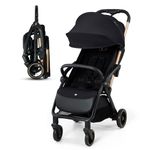 Kinderkraft APINO, Lightweight Stroller up to 24 kg, auto-Folding Pushchair, Compact fold, 360° Swivel Wheels, Adjustable backrest and footrest, Large Canopy with Ventilation, 0–4 Years, Black