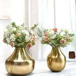 Behoma Metal Flower Vase for Home Decor Bedroom Living Room Office Wedding | Table Decorative Item for Festivals Birthday Gold (Set of 2) (Flower Not Included).