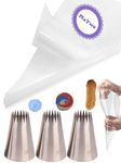 Churro Piping Nozzles and Bags Set,Extra Large Piping Nozzles 9FT for Churros Eclairs &Star with Disposable Piping Bags,23 Pcs