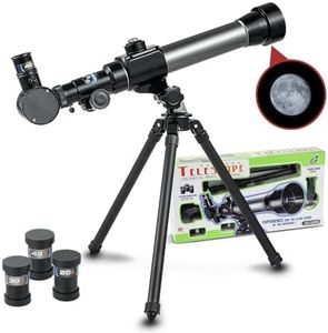 Ideal Swan Lunar Telescope for Kids – 20x 30x 40x Magnification, Includes Two Eyepieces, Tabletop Tripod, Finder Scope, Full-Color Learning Guide, The Perfect STEM Gift for Viewing The Moon