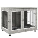 PawHut Dog Crate Furniture, Side End Table, Indoor Dog Kennel with Soft Washable Cushion, Wire Mesh, Large Top, for Large Dogs, 106 x 74 x 81.5, Grey