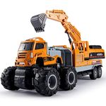 HERSITY Construction Excavator Toy Diggers for Boys Age 3, Diecast Cars Tow Truck 10.43inch Engineering Vehicle Presents for Kids Toddler