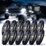 LED Rock Lights White Kit for JEEP Off Road Truck Auto Car Boat ATV SUV Waterproof High Power Underbody Glow Neon Trail Rig Lights Underglow Lights Shockproof(Pack of 12,White)