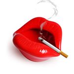 Ceramic Lip Shape Ashtray Cigarette Ash Holder Smoking Accessories Lips Storage Decoration Ashtray Figurines Tabletop Ornaments Creative Cigar Ash Tray For Smokers Home Office Decor (Red)