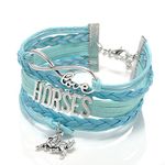 Infinity Love Horses Bracelet-Handmade Leather Strap Wrap Horse Charm Friendship Gift