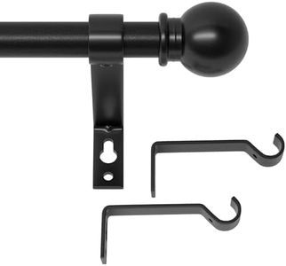 Black Curtain Rods for Windows 66 to 120, Adjustable Long Curtain Rod for Outdoor Patio, Sliding Glass Door, Heavy Duty 5/8 Diameter Drapery Rod Set, 10 ft Metal Curtain Pole, Easy Install