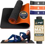 Yogii Yoga Mat and Resistance Bands - Non-Slip 6mm Thick TPE & Travel-friendly Yoga Mat - Perfect for Home & Gym Exercise Fitness & Pilates - With Laser Alignment Guides for Men & Women (Black/Orange)