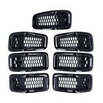 Grill Mesh Inserts, ABS Front Grille Inserts Grill Guard Trim Accessory Fit for Jeep Cherokee 2014-2018 (7pcs)(Bright black frame)