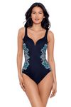 Miraclesuit Women's Standard Precioso Temptress One Piece Swimsuit, Precioso Black/Multi, 12