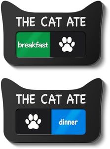 EliteSign Cat Feeding Reminder Supplies with Magnet, Pet Meal Tracker with The Cat Ate, Acrylic Unique Ear Shape 2 Area Feed Sign with Breakfast and Dinner, Black with 2 Stickers, 4.7" x 3"