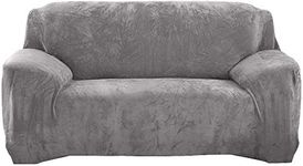 Seogva Velvet Sofa Cover, 1-Piece Sofa Slipcover Thick Furniture Cover, Stylish Sofa Chair Slipcover for Living Room, Couch Covers for Dogs, Couch Slipcover (2-Seater Loveseat, Grey)