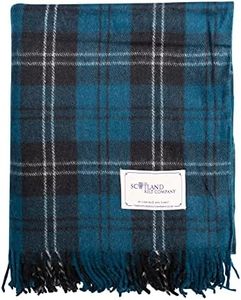 The Scotland Kilt Company Tartan Rug - 100% Wool Soft Blanket with Fringed Edges in Ramsay Blue - King Size 69 x 98''