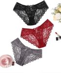 Avidlove Floral Lace Bikini Panties for Women Sexy Hipster Underwear Cheeky Underpants 3 Packs-2 L