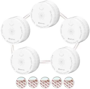 Heiman Smoke Detectors, Interconnected Photoelectric Battery Operated Fire Alarms, Ul 217 10th Certified, Wireless Interlinked Smoke Alarm, Portable Mini for Home, 5 Pack