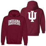 NCAA Front and Back Print, Team Color Hoodie, College, University, Indiana Hoosiers Cardinal, XX-Large