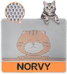 Norvy Extra Large Cat Litter Mat 76 X 63 cm Jumbo Cute Kitty Litter Trapping Mat for Litter Box - Honeycomb Black Hole - Waterproof Urine Proof Trapper - Scatter Control Easy Clean Rug for Litter Tray