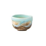 Matcha bowl 4.33" dia. Japanese tea cup for tea ceremony, Authentic Mino Ware Pottery, Chawan, Sky-blue crackle glaze pattern M5897 from Japan