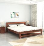 Amazon Brand - Solimo Kaimbe Solid Wood King Size Double Bed Without Storage | Sheesham Wood Cot Bed Palang Furniture for Living Room Bedroom Home (Honey Finish)