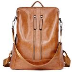 Women Backpack Purse Leather Fashion Travel Casual Detachable Ladies Shoulder Bag Oil Wax Brown