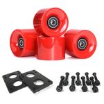 TONLOOEEL 70mm Longboard Wheels 80A Contains ABEC-9 Bearings and Spacers,Skateboard Riser Pads,Skateboard Hardware Screws Bolts,fit for Your Longboard Skateboards.-Red