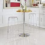 Ghost Clear Backless Counter Stool with Footrest, Polycarbonate Stylish Stool, Philippe Starck Stool Replica (Set of 2)