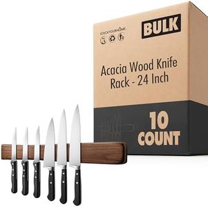 24 Inch Acacia Wood Magnetic Knife Holder Wooden Knife Rack and Magnet Strip for Knives and Metal Utensils Tool and Art Supply Organizer 10 Count