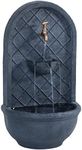Sunnydaze Messina 26-Inch Polystone Outdoor Wall Water Fountain - Electric Submersible Pump - Lead Finish