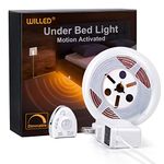 Under Bed Light, WILLED Dimmable Motion Activated Bed Light 5ft LED Strip with Motion Sensor and Power Adapter, Bedroom Night Light Amber for Baby, Crib, Bedside, Stairs, Cabinet and Bathroom