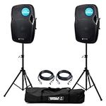 Evolution Audio RZ15A V3 Active 1200 Watt PA Speakers (Pair) inc Stands & Cables Disco, House Parties, Performers