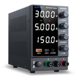 Wanptek DC Power Supply Variable 0-30V 0-5A, Adjustable Regulated Bench Power Supply with Encoder Knob Coarse & Fine Adjustment, 5V/3.6A USB & Type-C Fast Charge, OCP Protection & 4-Digit Display