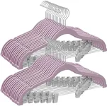 SONGMICS 30-Pack Pants Hangers, 16.7-Inch Long Velvet Hangers with Adjustable Clips, Heavy-Duty, Non-Slip Skirt Hangers, Space-Saving for Pants, Skirts, Coats, Dresses, Pale Purple UCRF012GP30
