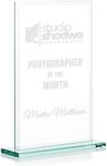 EIO Gifts Personalised 9 Inch Rectangular Glass Trophy/Award - Award for Employee of the Month, All Sports, Leadership and Appreciation - Engraved With Your Own Custom Text and Logo.